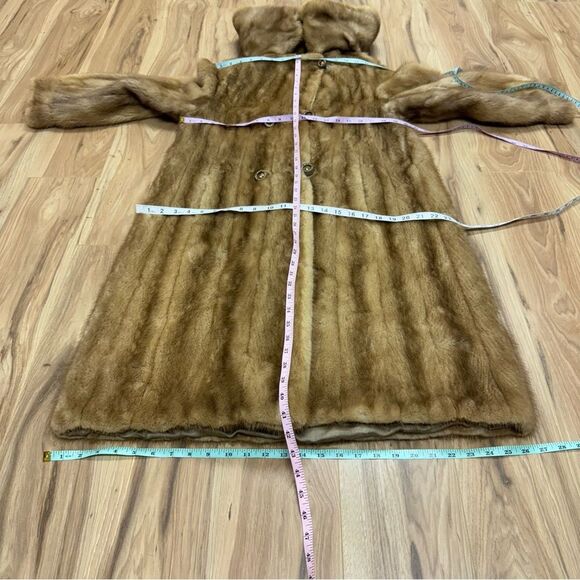 Vintage Natural Autumn Haze Oversized Collar Letout Mink Genuine Fur Coat - Picture 16 of 17